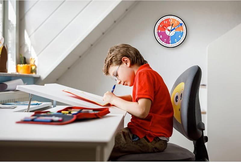 Reloj pared educativo analógico silencioso para niños