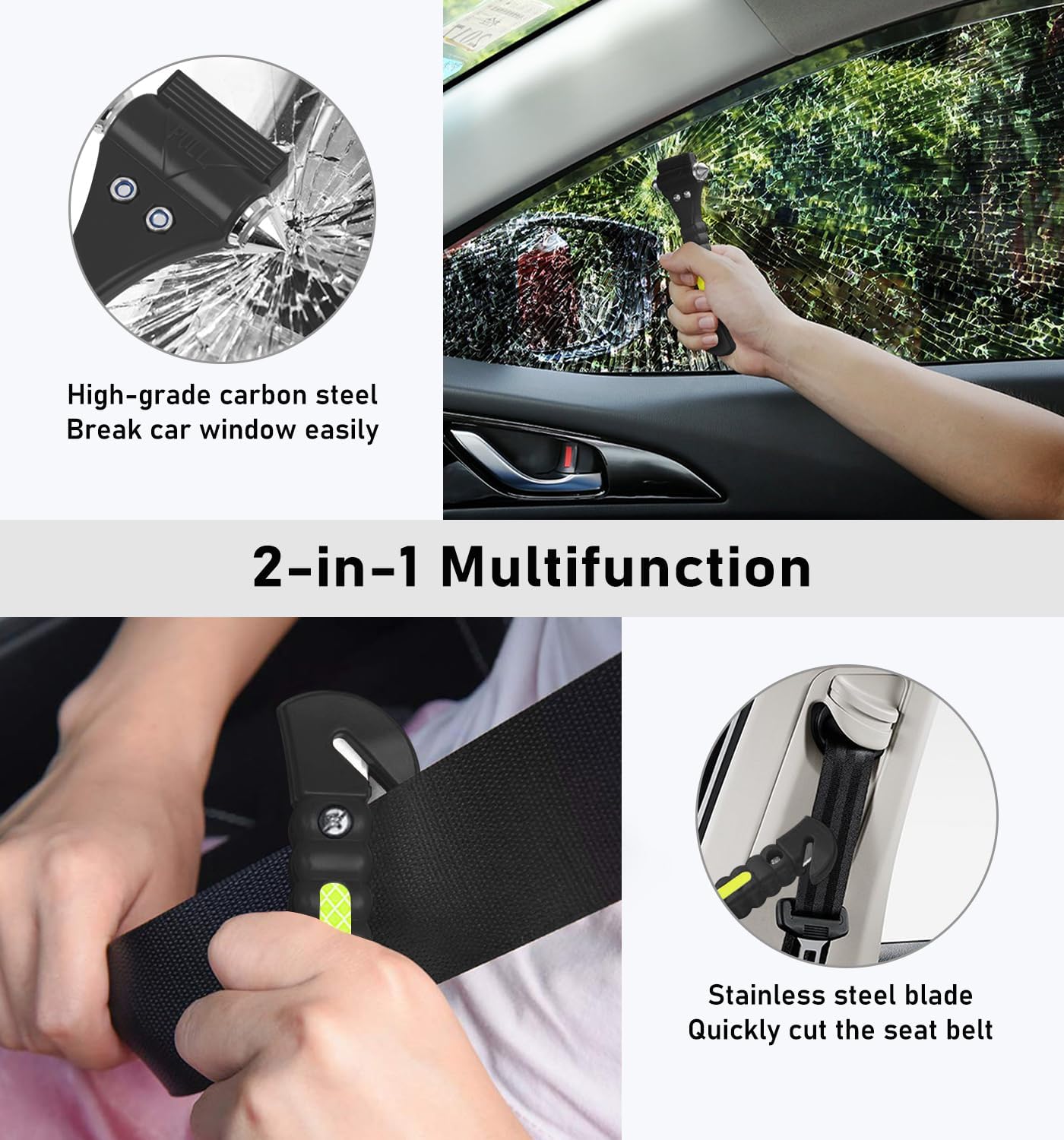 Martillo seguridad auto pack 4 cortador cinturón