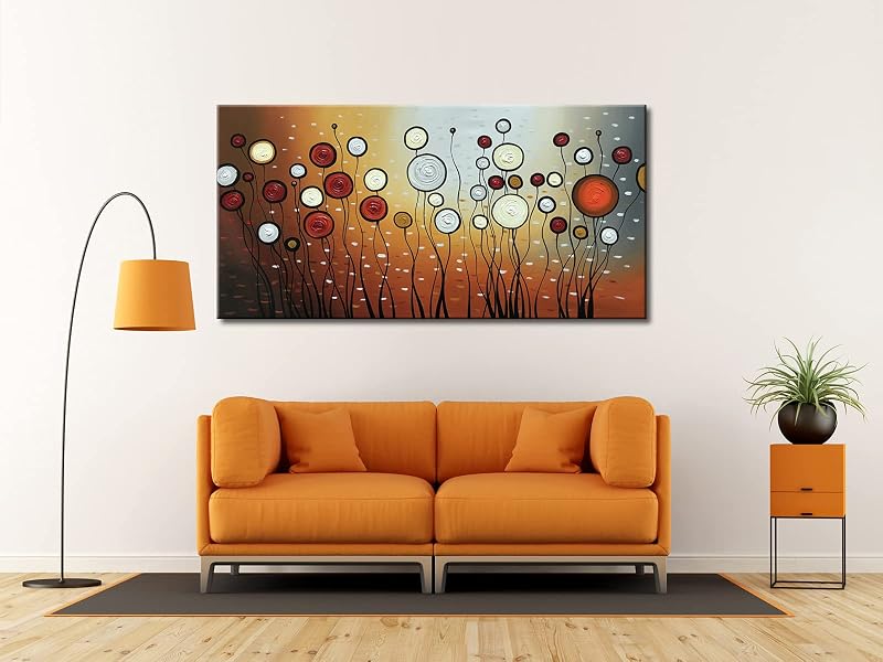 Pintura al óleo flores abstractas modernas listo para colgar