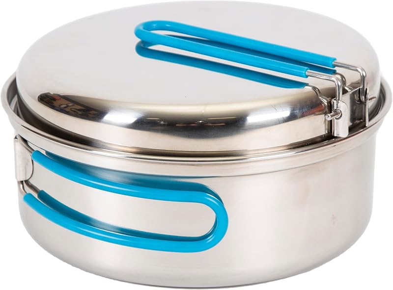 Juego utensilios cocina acero inox olla sartén compacta