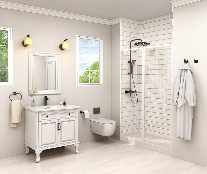 Set 4 Pzas Accesorios Baño Acero Inox Negro Mate