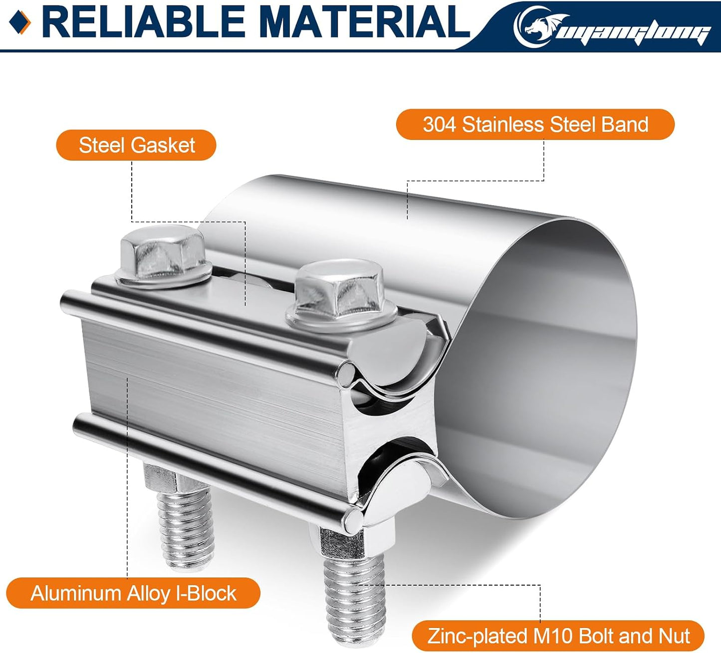 Abrazadera escape 2.25pulg acero inox tuberías