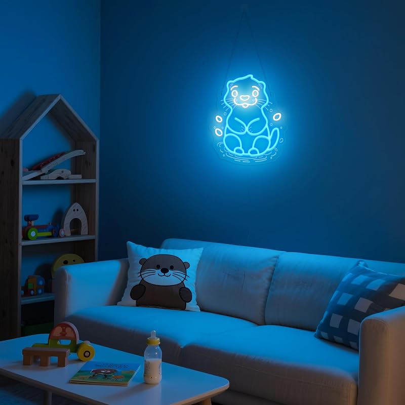 Letrero neón nutria decoración pared niños USB