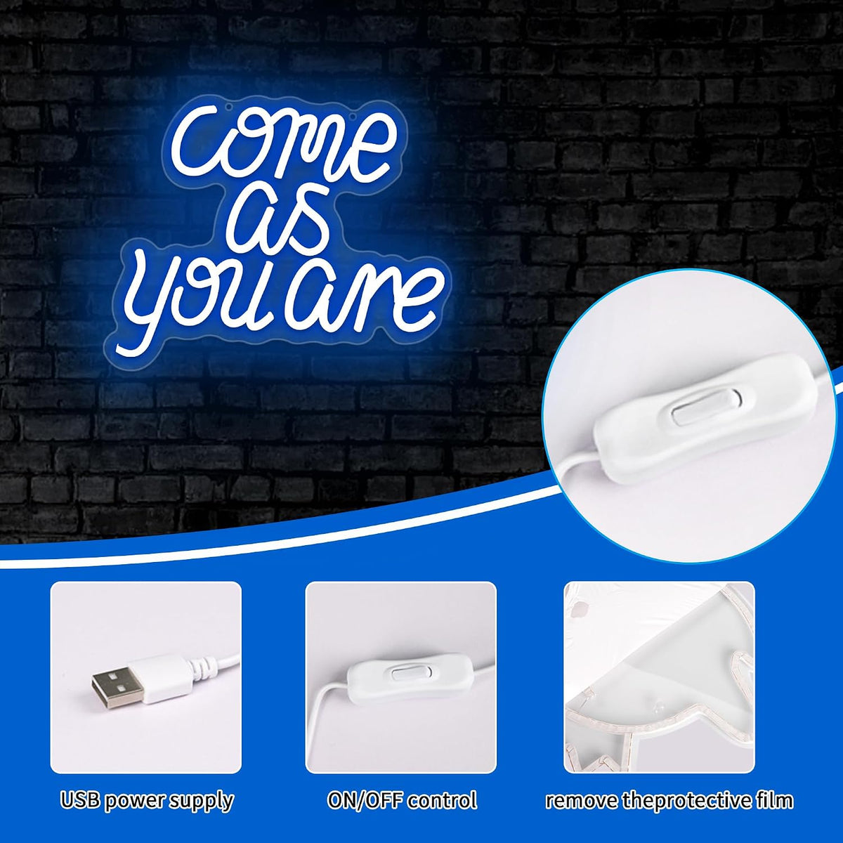 Letrero neón LED para decorar pared habitación rock