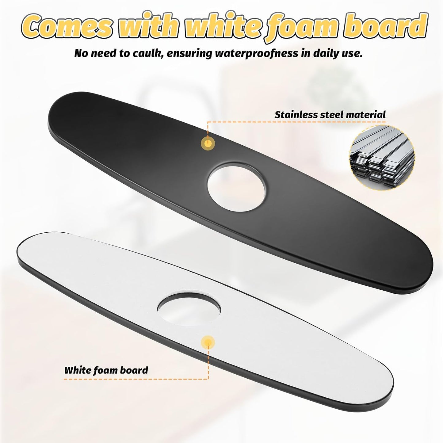 Placa grifo negra mate cubierta fregadero 10pulg acero inox
