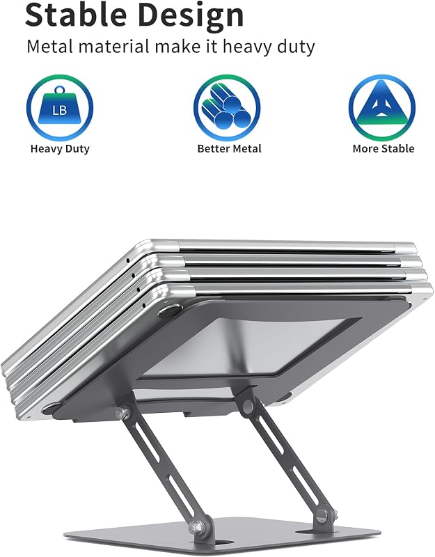 Soporte computadora portátil metal ajustable 10-15.6pulg gris