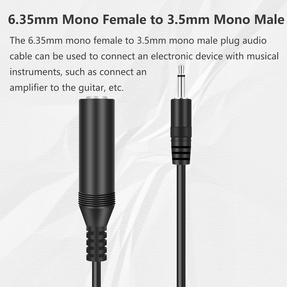 Pack 2 cables audio 1/8pulg TS macho a 1/4pulg mono hembra