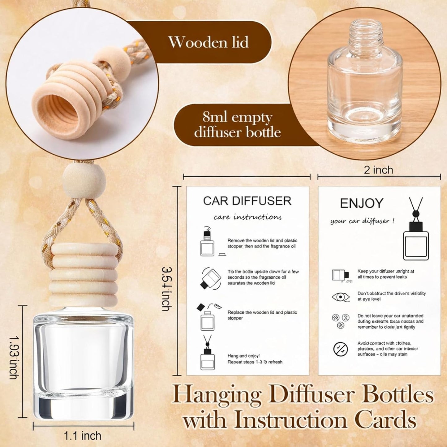 25 Set Ambientador Coche Colgante con Difusor