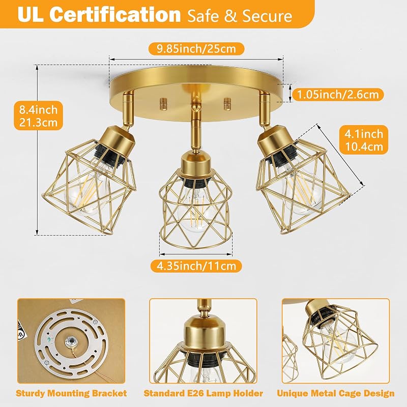 3 Lámparas cocina oro cepillado modernas multidireccionales