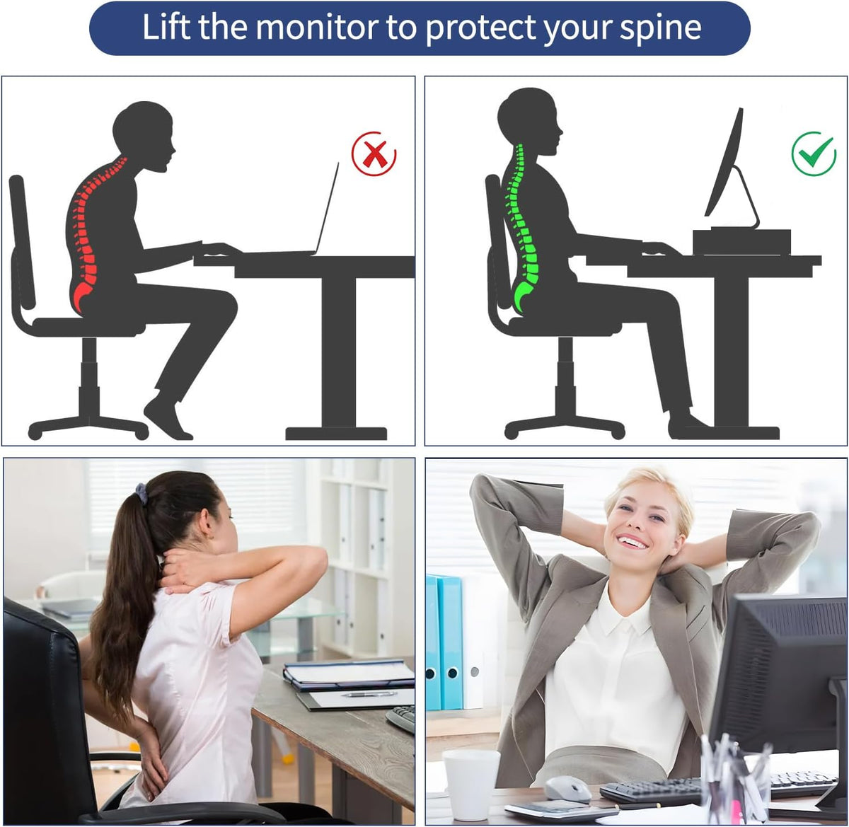 Soporte elevador monitor 2 niveles cajones y bolígrafos
