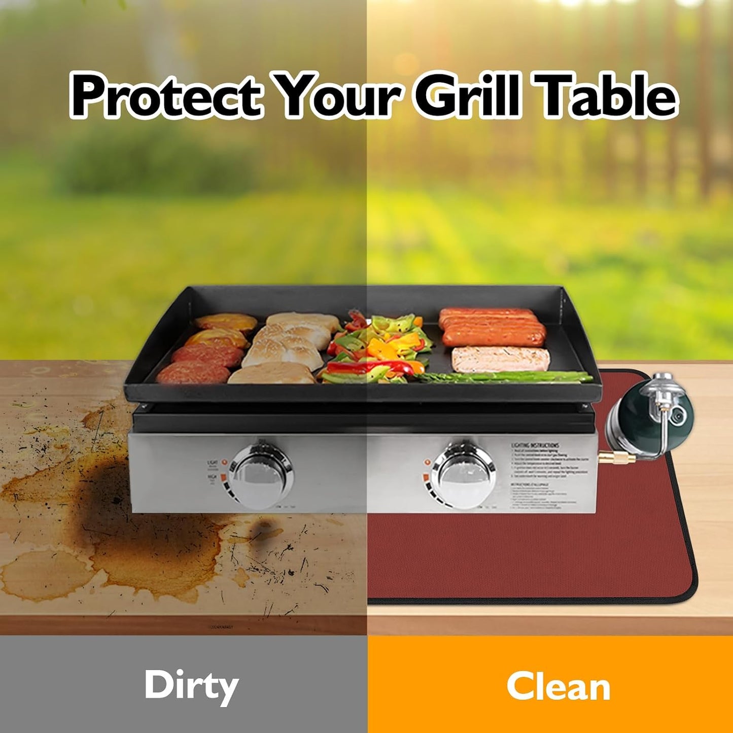 Tapete resistente al calor 25x19.5pulg para parrilla