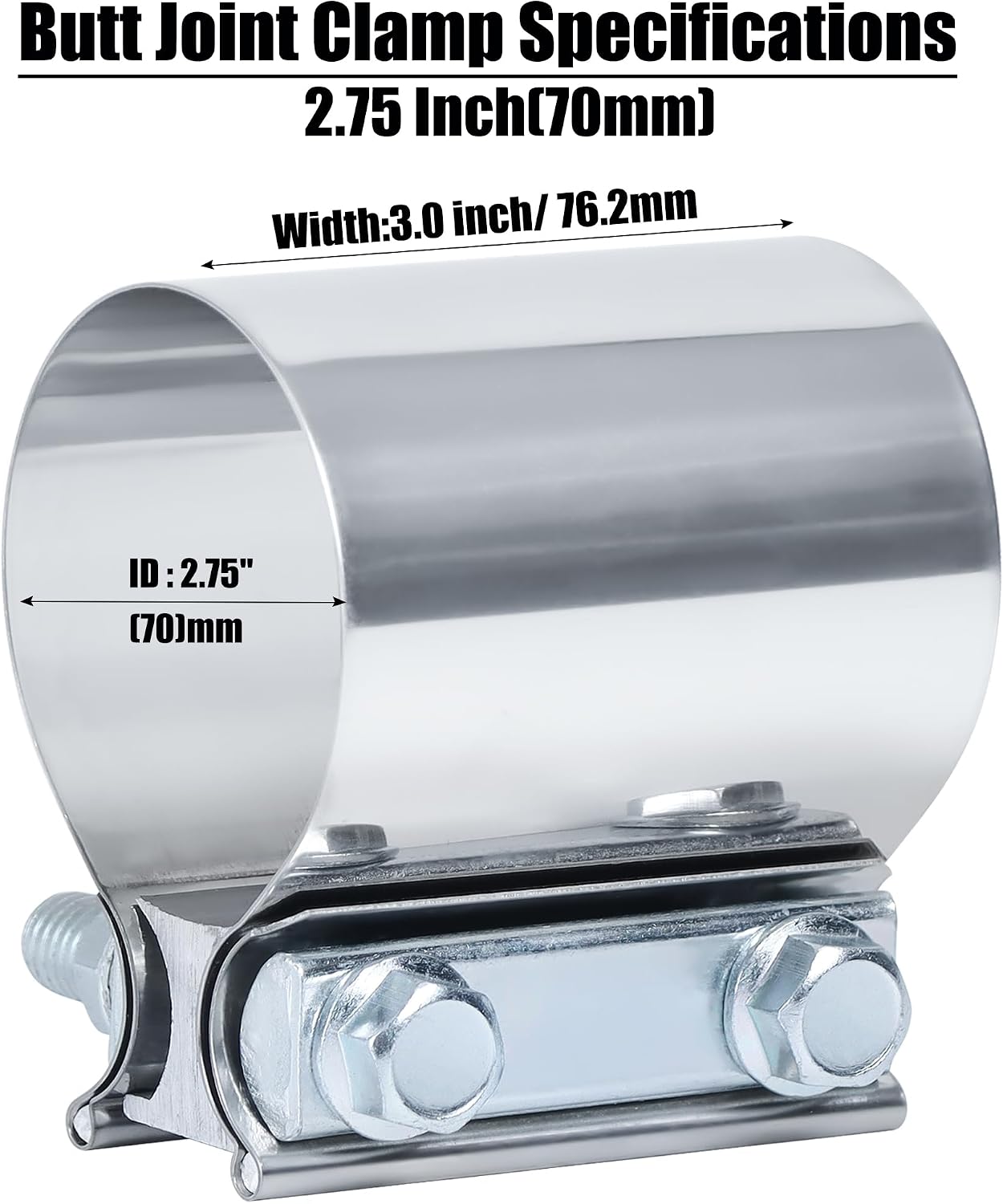Abrazadera escape 2.75" acero inox 4 Pzas