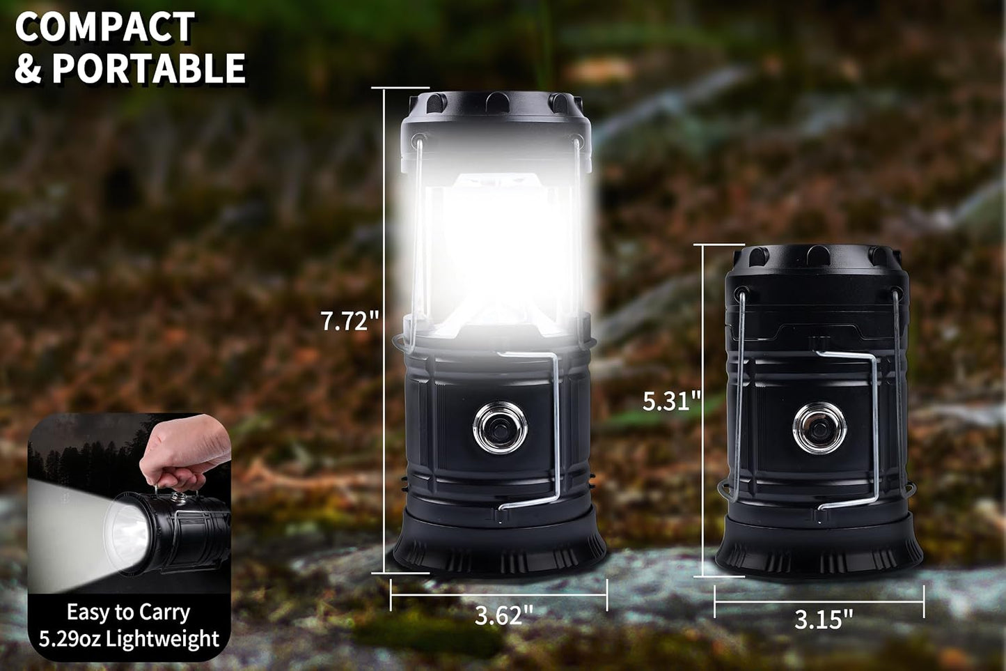 12 Linternas LED Plegables 1800mAh Impermeables Recargables