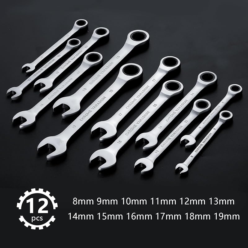 Set 12 Pzas Llaves Trinquete Reparación Automotriz