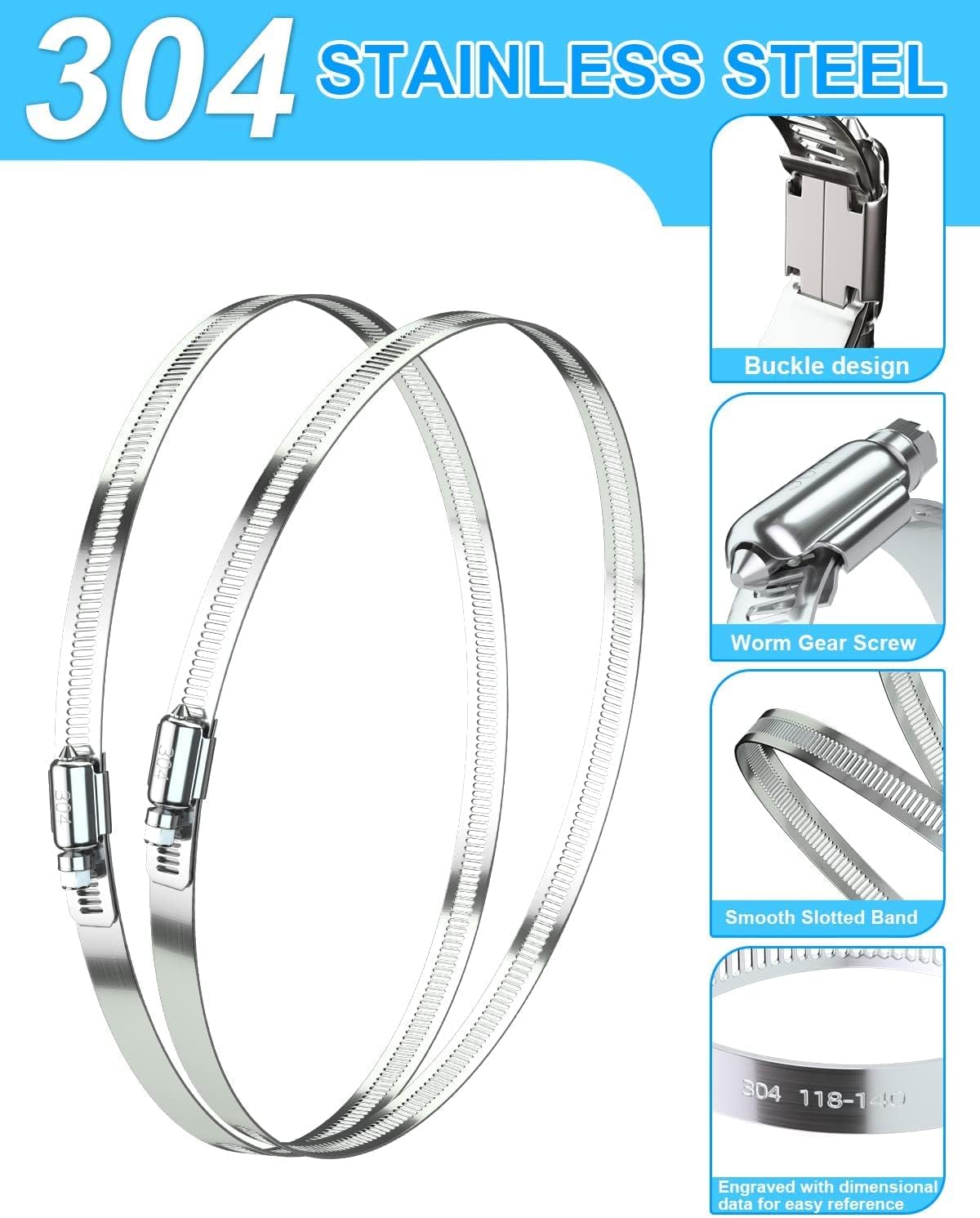 6 Abrazaderas Manguera Acero Inox 6pulg Ajustables