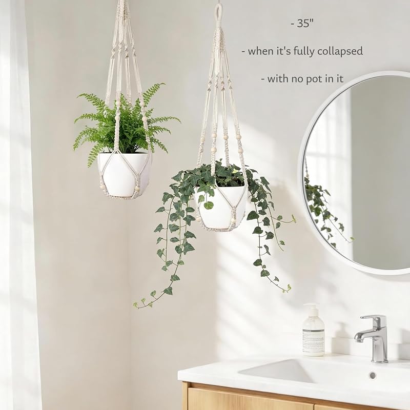 Colgador macramé para macetas 4-12pulg pared blanco