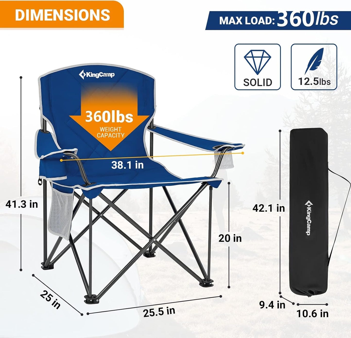 Silla plegable acolchada con bolsillo camping