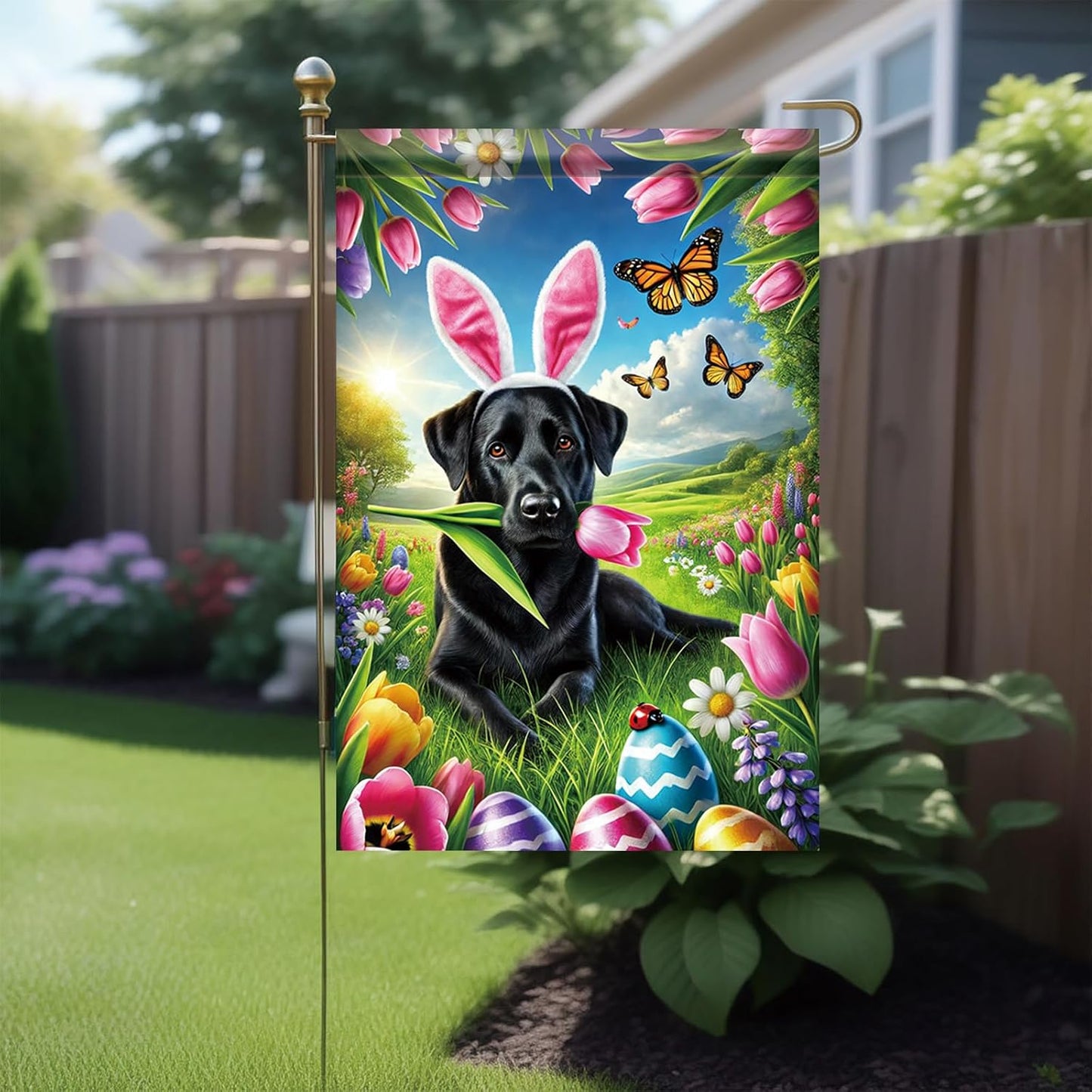 Bandera jardín perro labrador negro 12x18pulg regalo doble cara