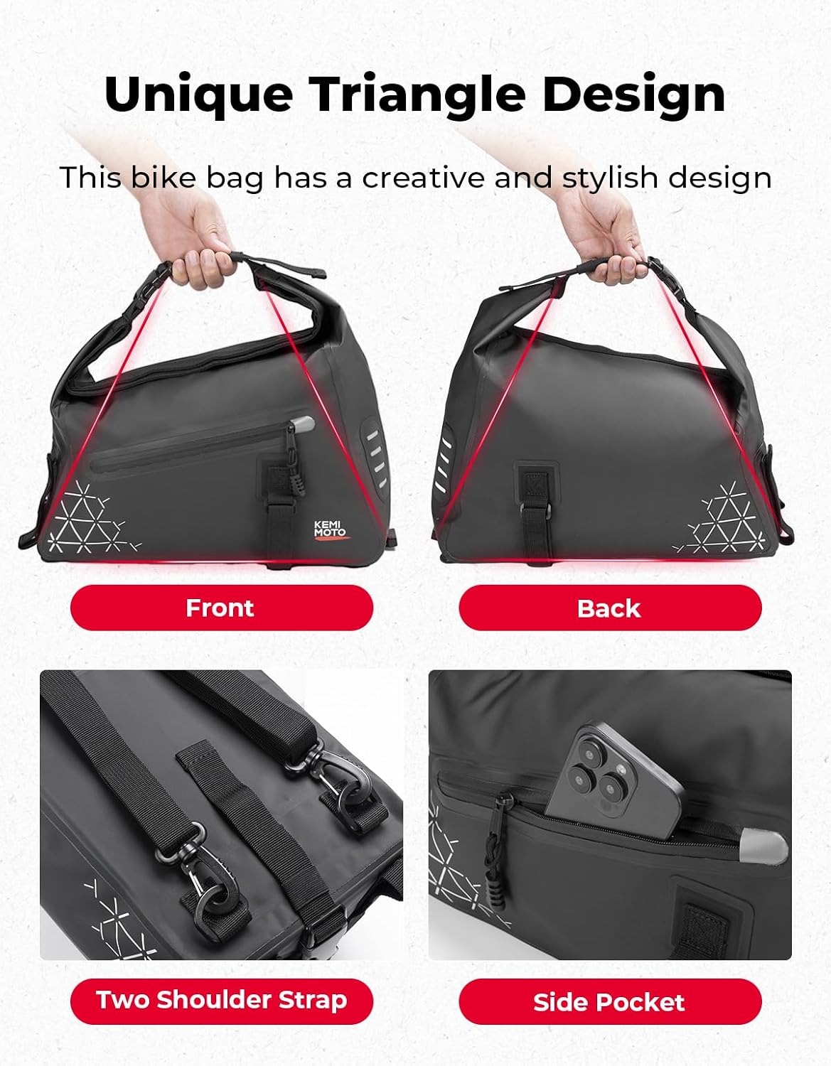 Bolsa bicicleta impermeable 16L con correas hombro ciclismo