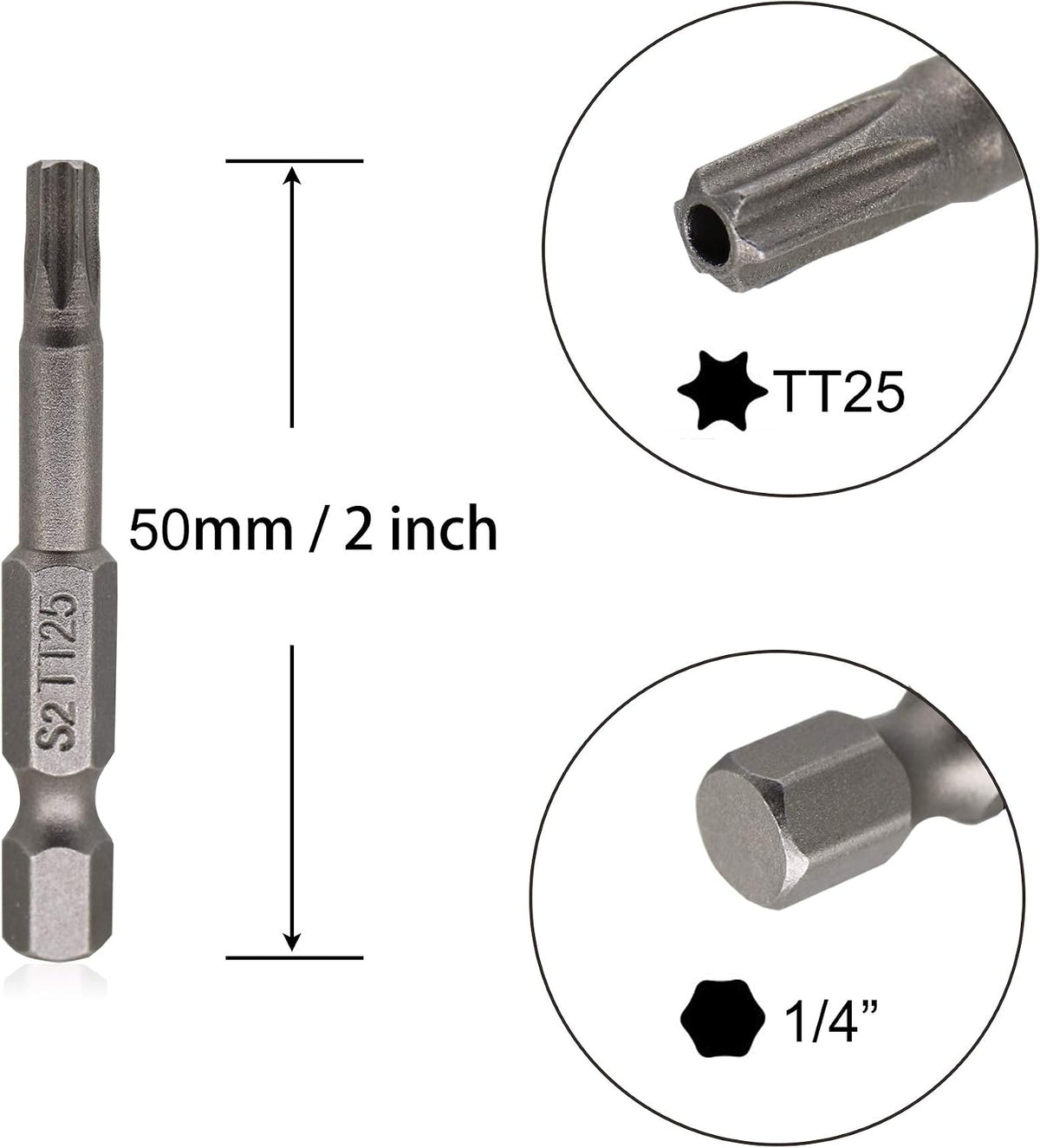Puntas destornillador magnéticas Torx S2 acero 2pulg