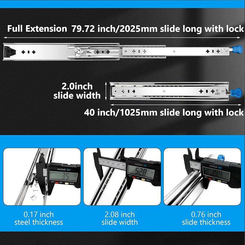 Diapositivas cajón 40" cerradura 250lb