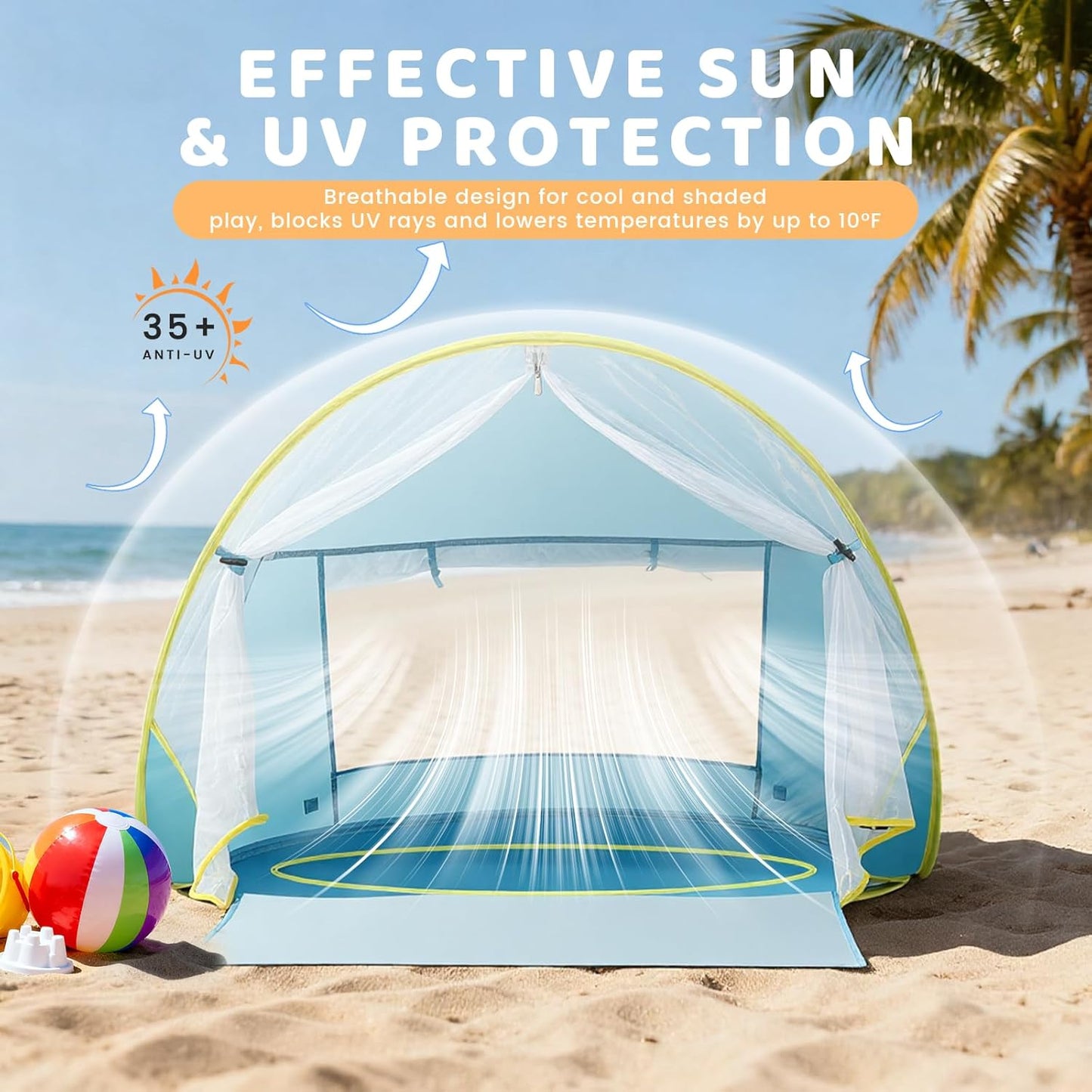 Tienda playa bebé desplegable UV refugio solar