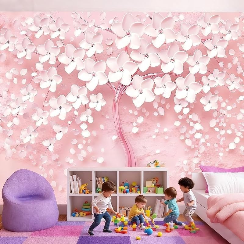 Papel pintado floral rosa 3D para dormitorio y sala