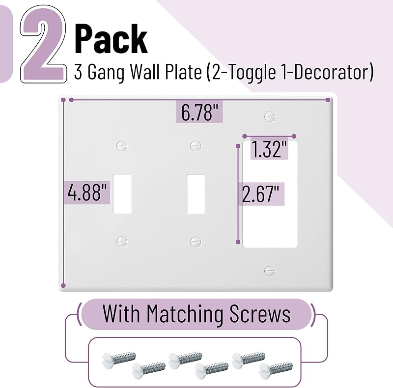 Placa pared doble palanca 2uds interruptor luz blanca