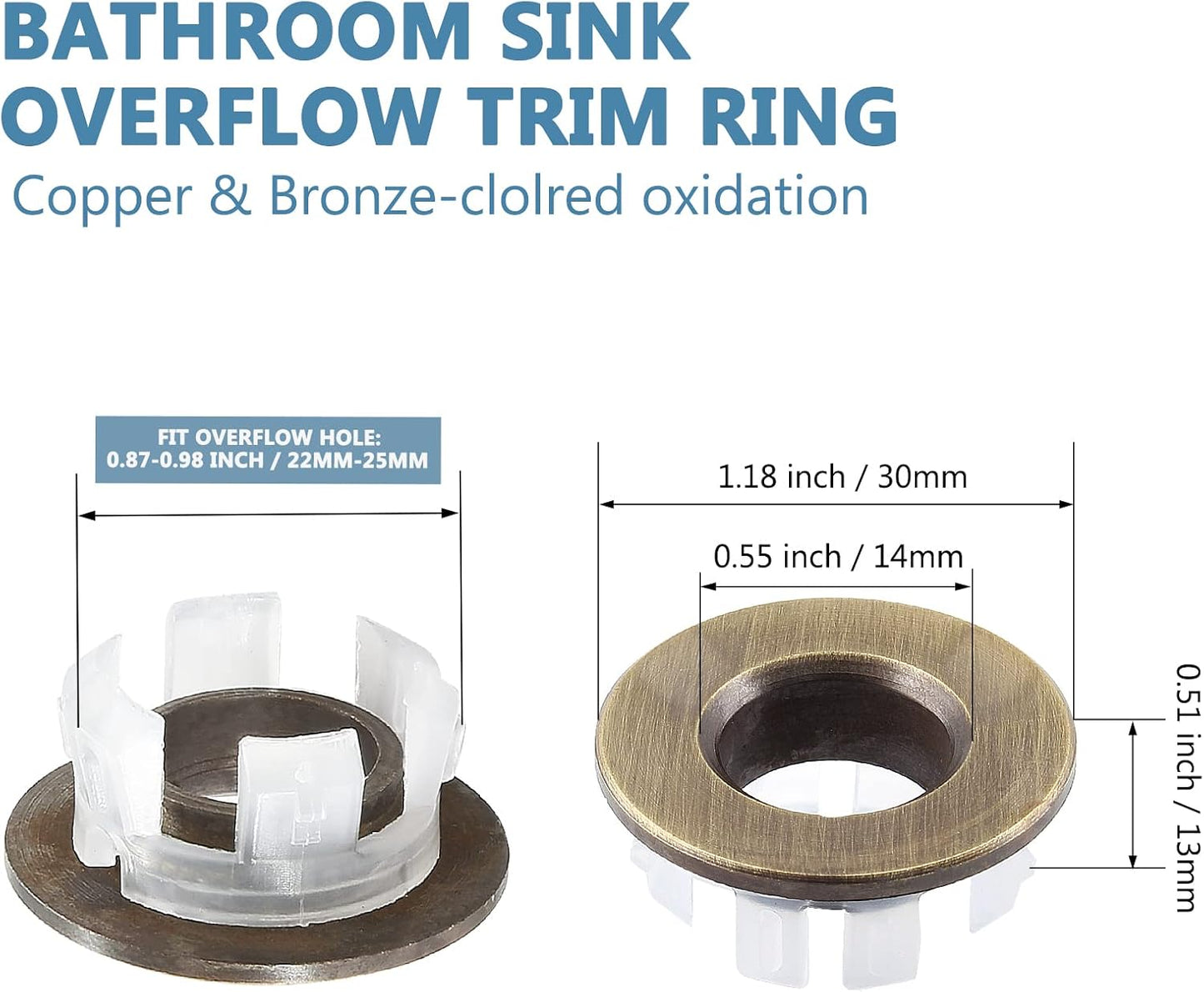 3 Pzas Anillos Desbordamiento Fregadero Baño Bronce Antiguo