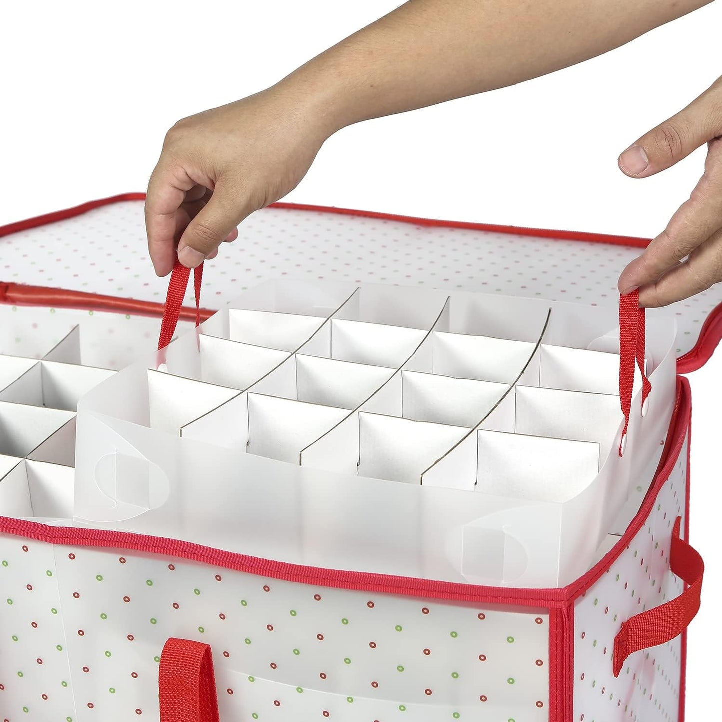 Caja plástico almacenamiento adornos Navidad con bandejas
