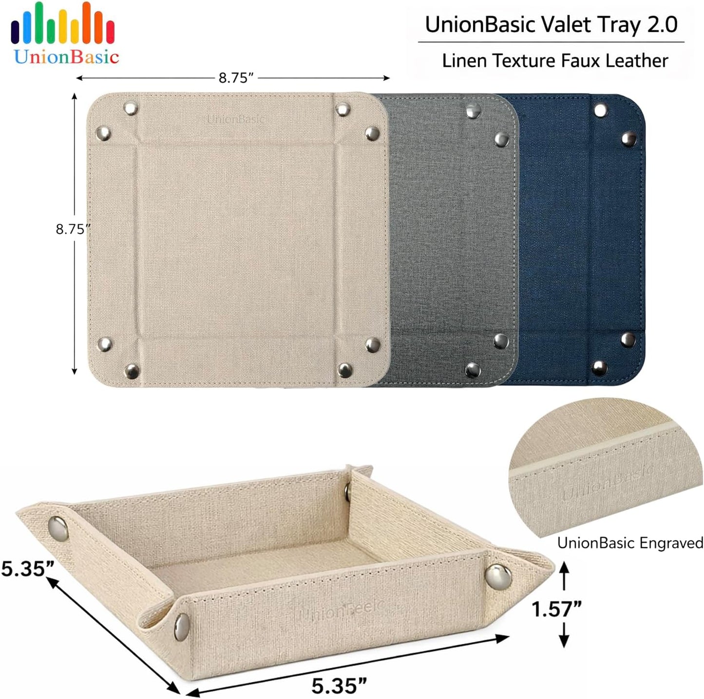Charola cuero sintético beige para joyas y teléfonos