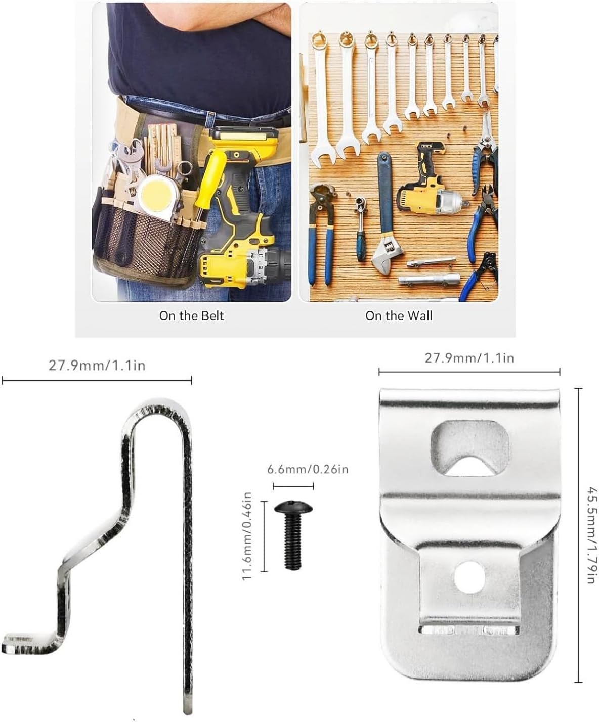 Set 3 Pzas Clips Taladro 20V Acero Inox para DCD980/DCD985