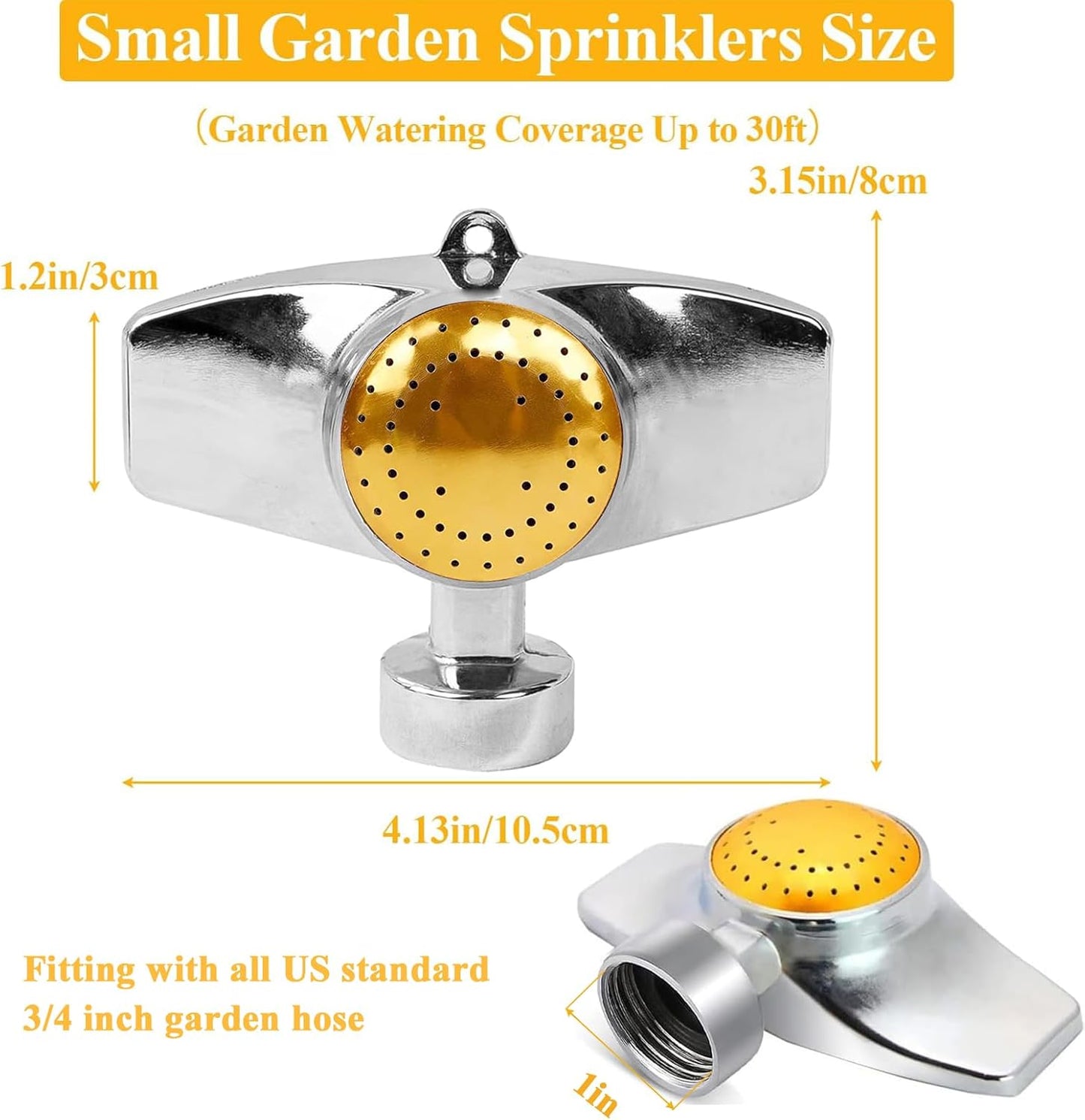 Aspersor jardín 360° patrón circular flujo suave amarillo