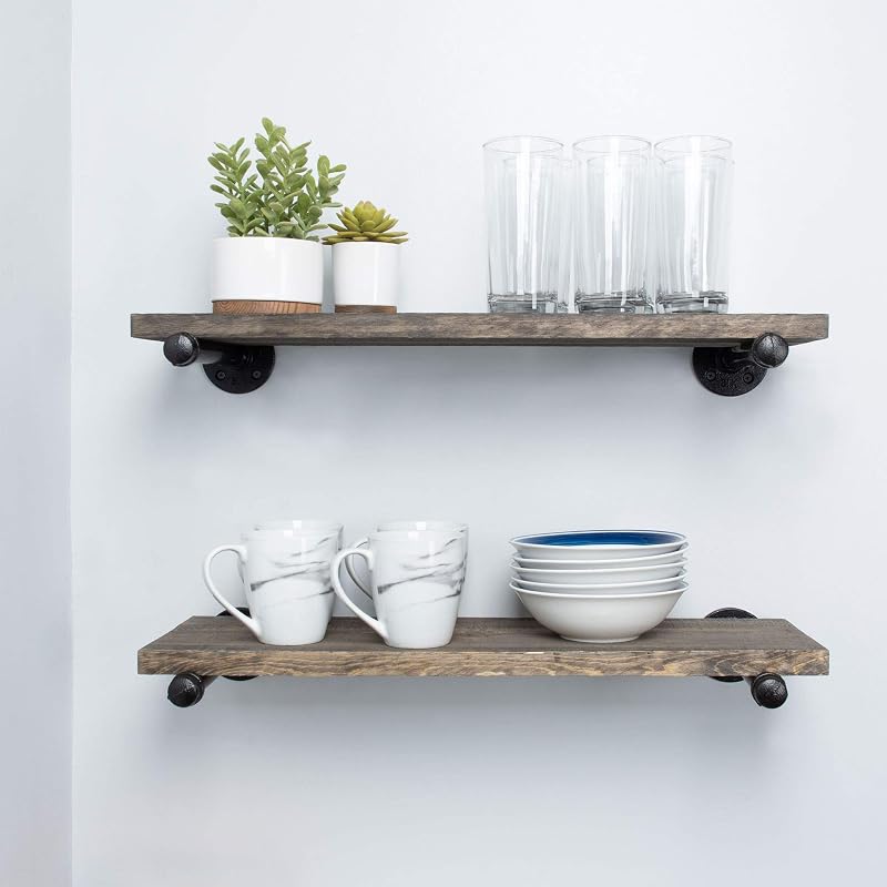 Set 4 soportes acero industrial para estantes pared 8in