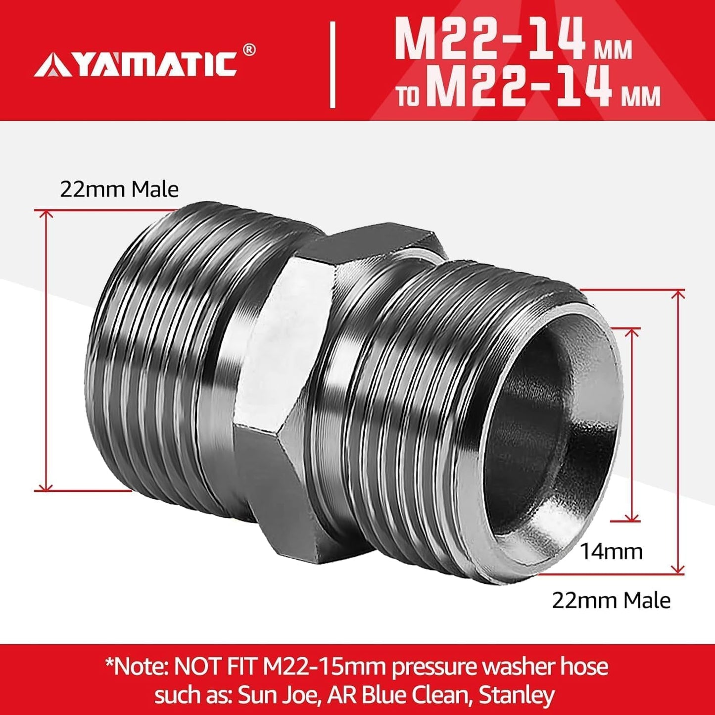 Acoplador manguera lavadora presión M22 5000 PSI 2 Uds