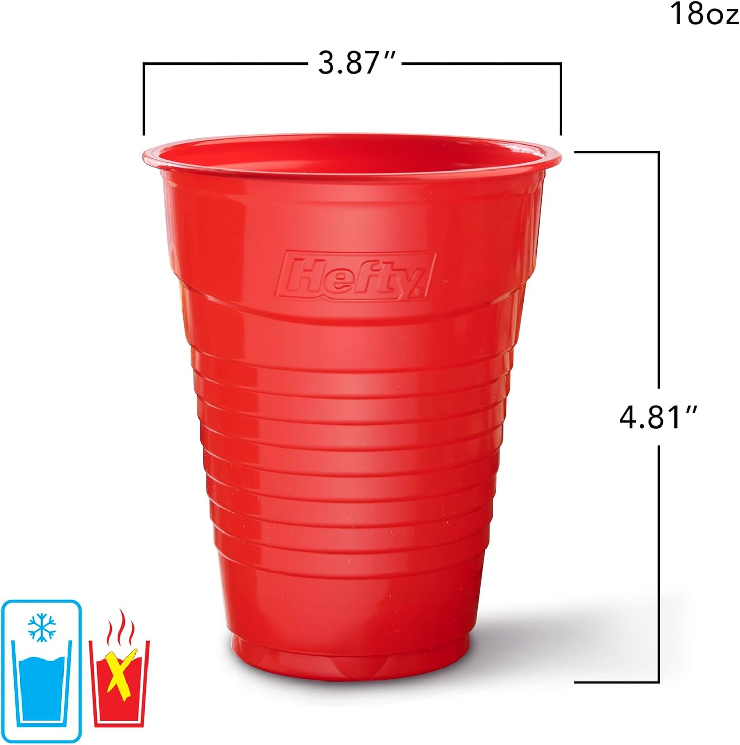 Vasos compostables para fiestas color rojo 18oz 48uds