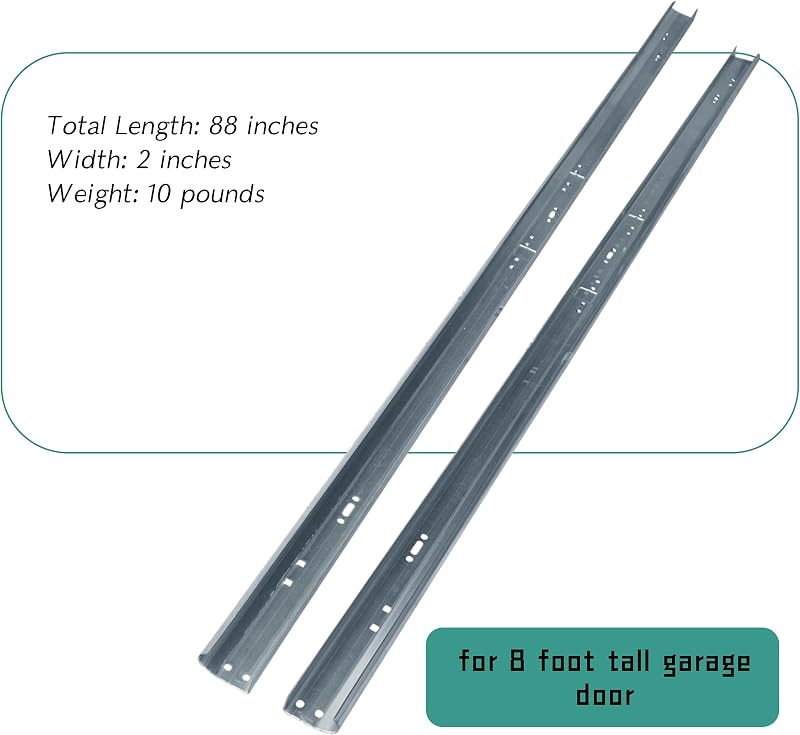 2 Rieles laterales puerta garaje acero galvanizado 2" 8ft