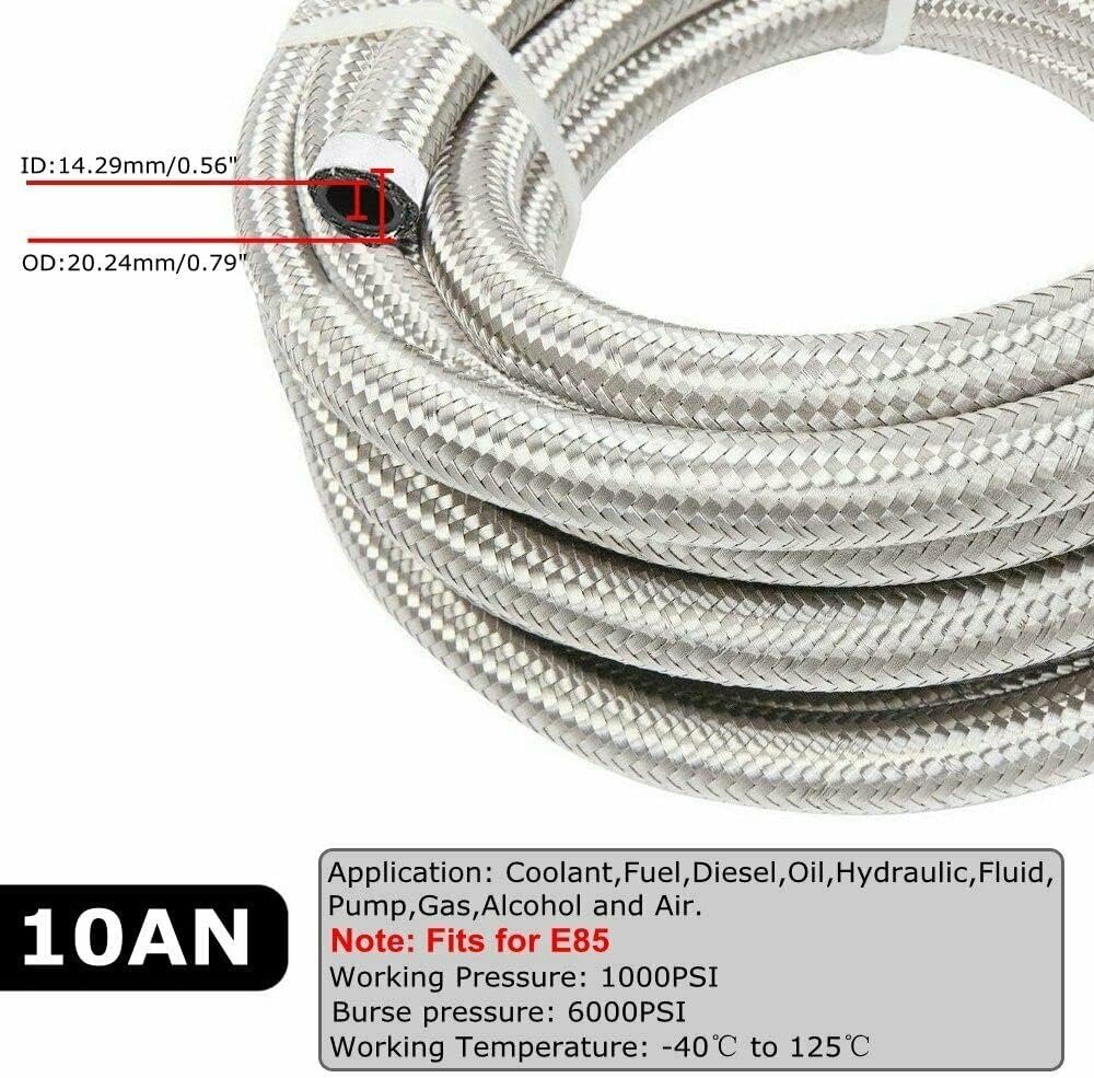 Manguera combustible acero inox 16ft color plateado