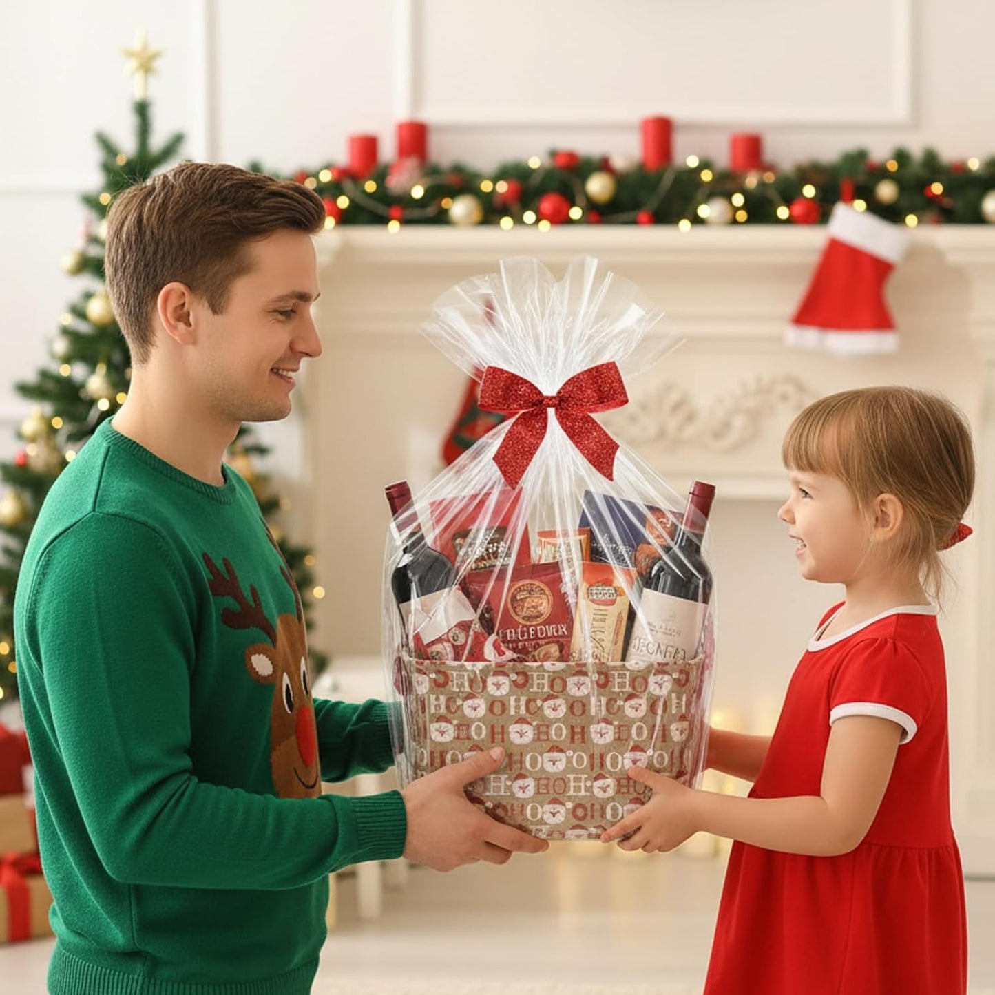 Cestas Navidad vacías con asas contenedor regalo plegable