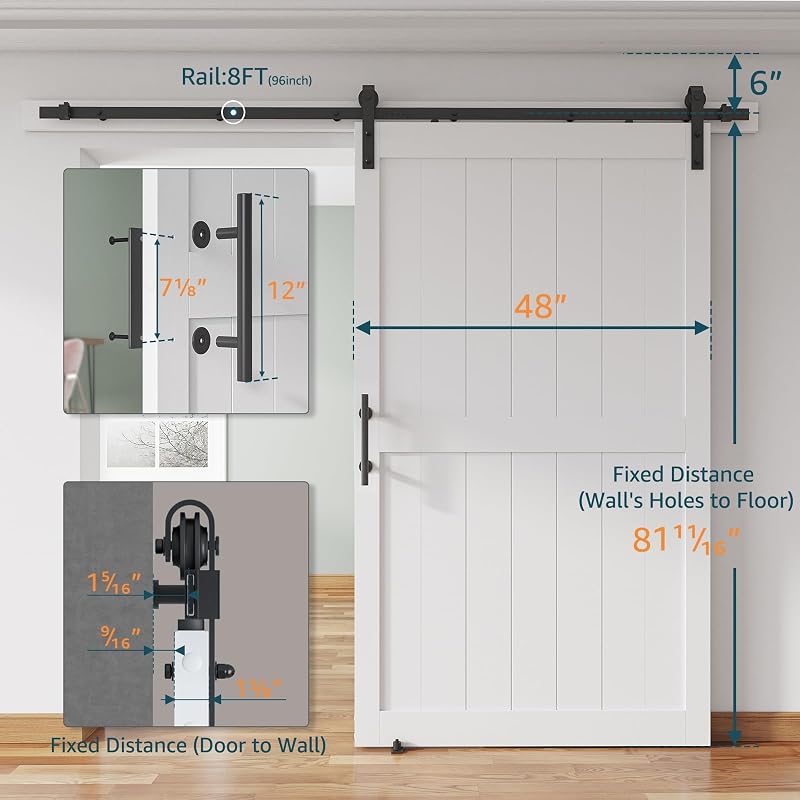 Puerta corredera granero 48x80pulg con kit herrajes guías