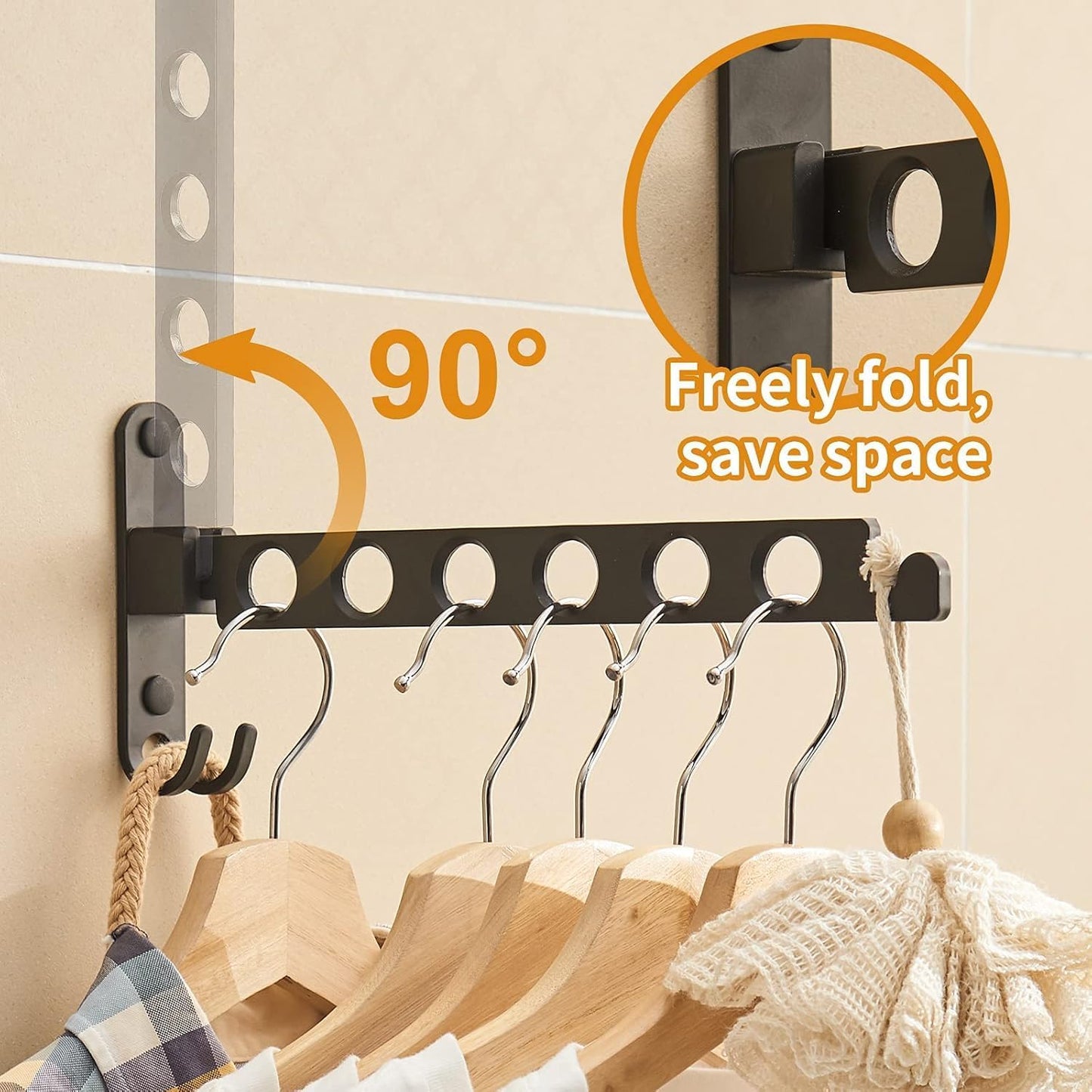 Escurridor ropa pared negro 1 pack ahorra espacio