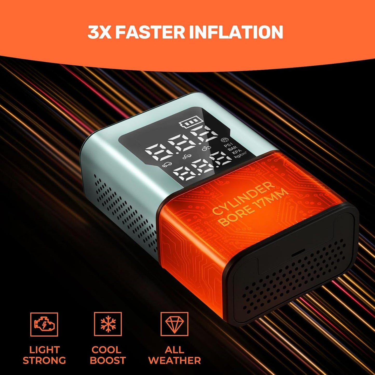 Inflador neumáticos inalámbrico 150PSI con pantalla digital