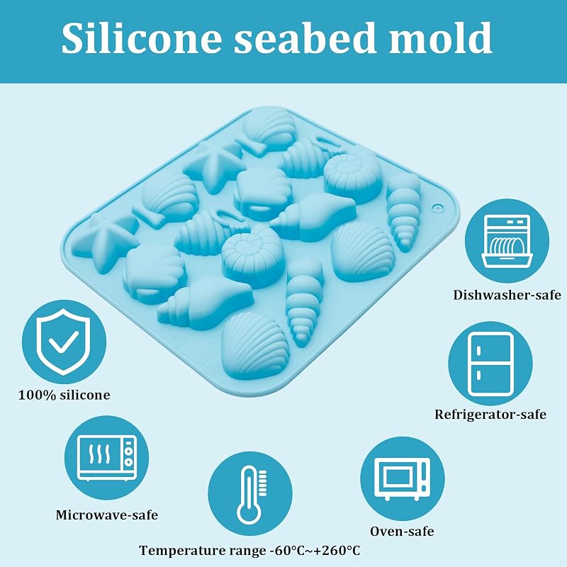 3 Moldes Silicona Conchas Marinas para Hornear