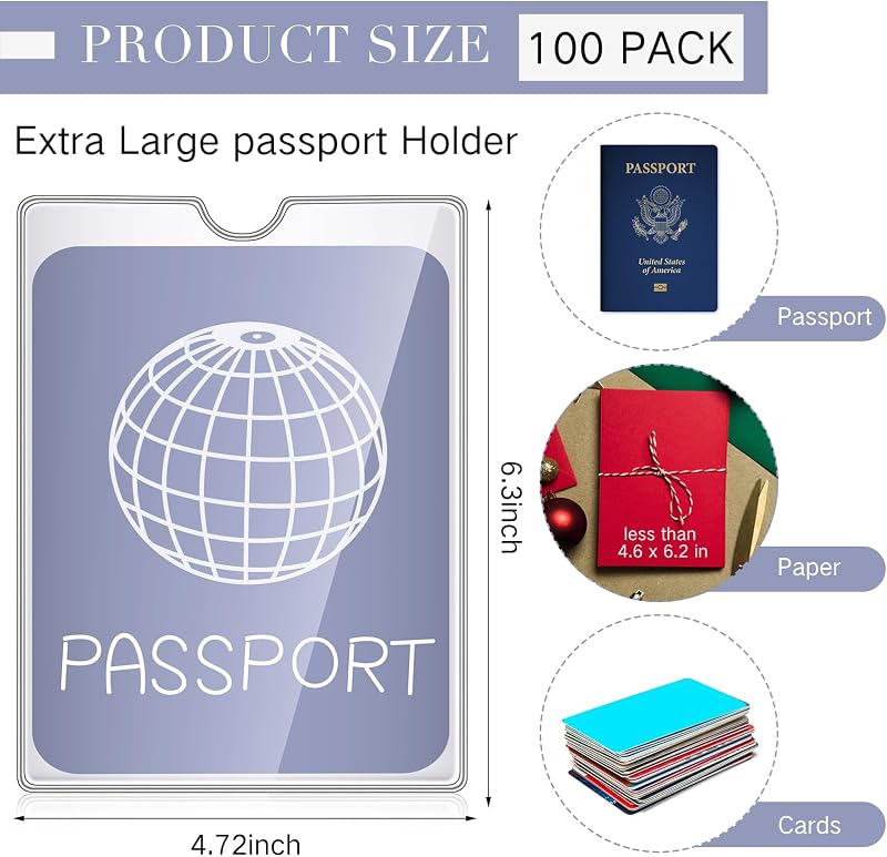 Soporte pasaporte 4x6pulg con muesca sobres PVC transparentes