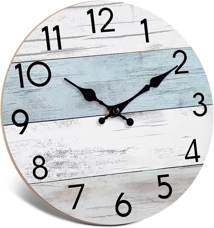 Reloj madera silencioso 8pulg estilo campestre decorativo