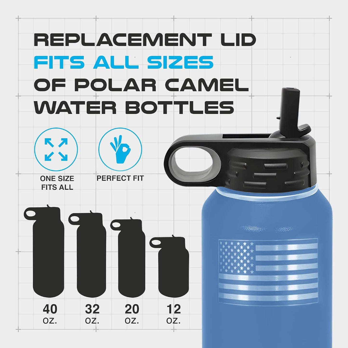 Tapa repuesto botella Polar Camel 12-40oz set 2