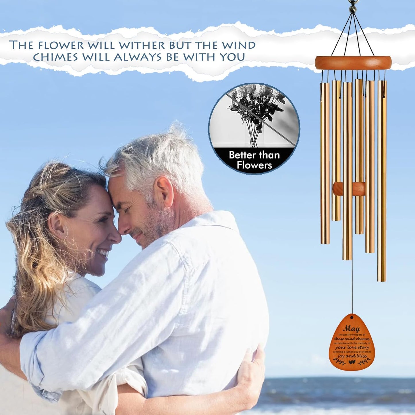 Campanas viento 35pulg regalo aniversario boda pareja