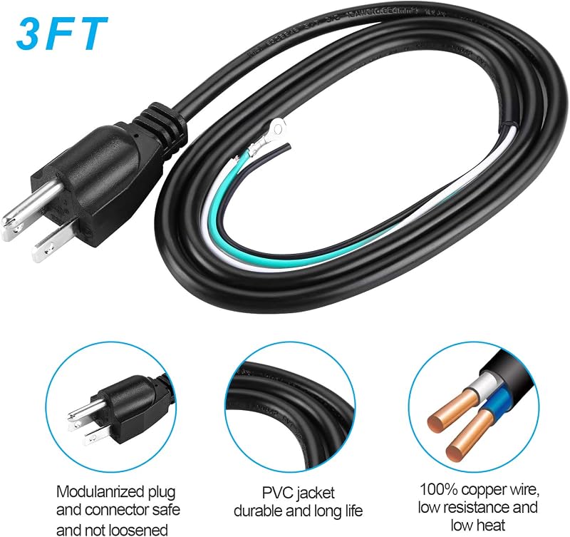 Kit cable alimentación triturador basura 3ft resistente