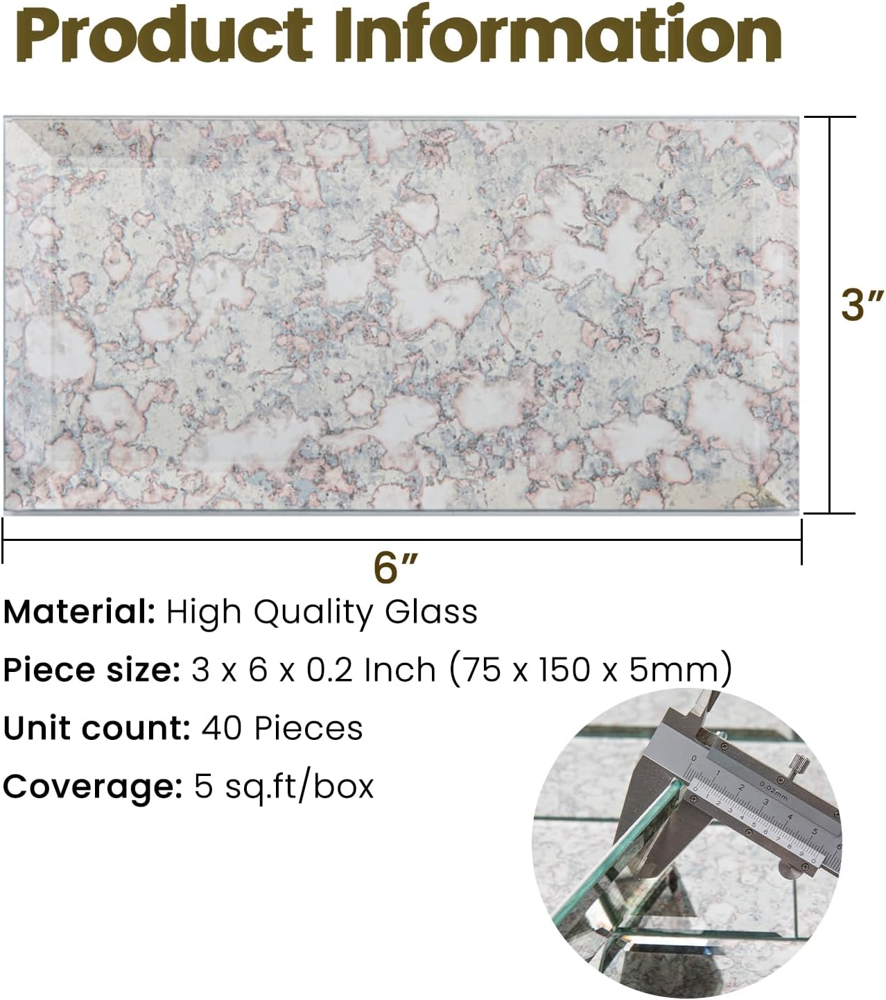 Azulejos espejo biselado autoadhesivo 3x6pulg cocina baño