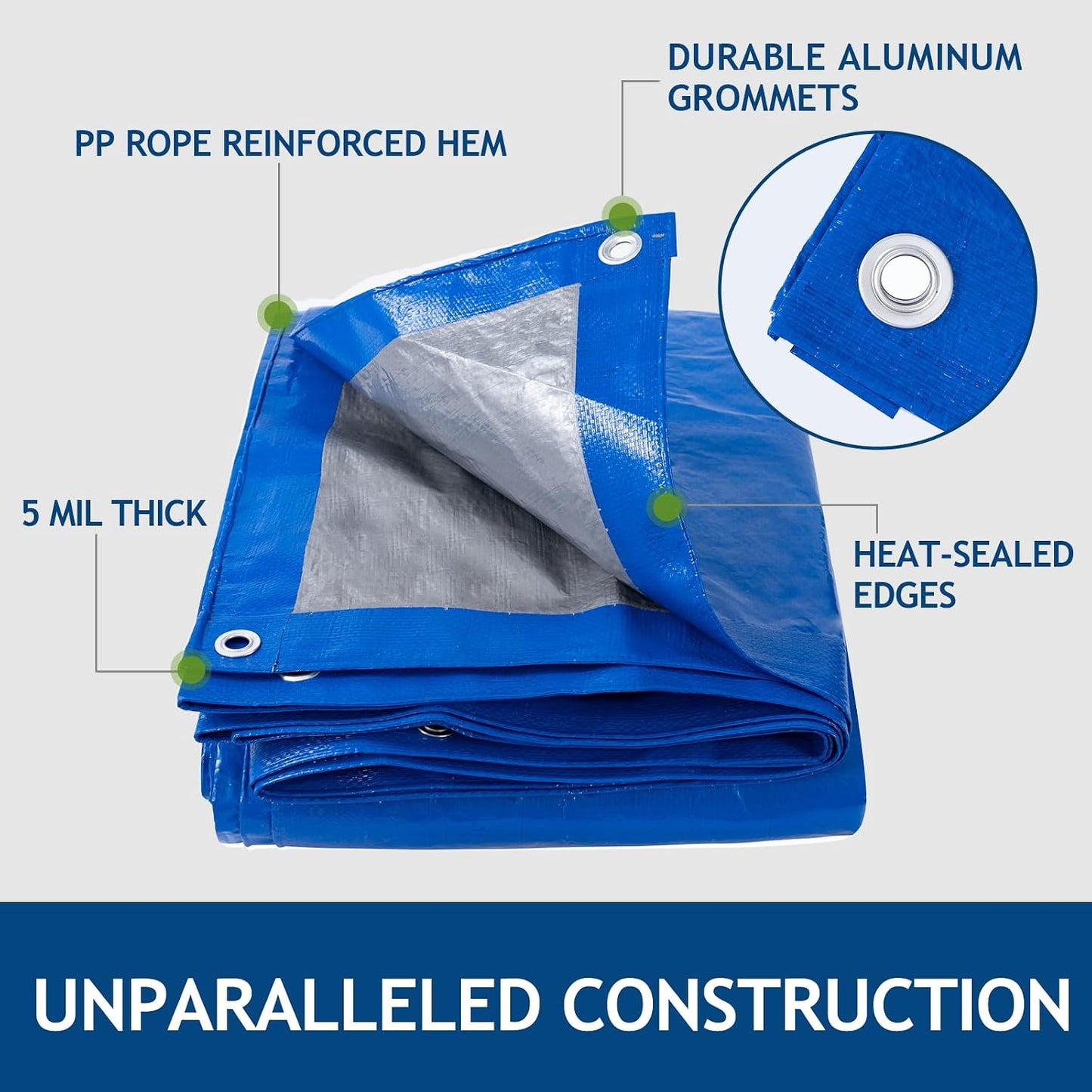 Lona polietileno 10x12ft impermeable 5 MIL reforzada